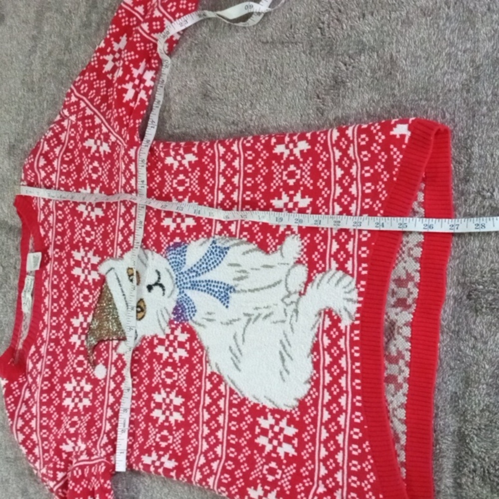 Isabella's Closet Santa cat rhinestone Fair Isle ugly Christmas sweater - Picture 7 of 8